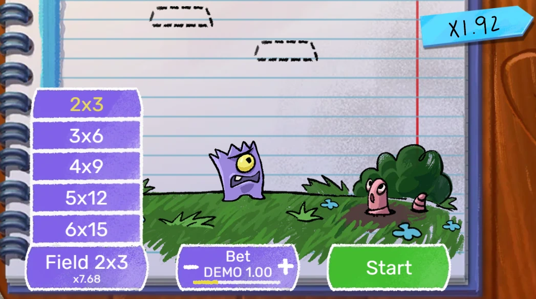 Doodle crash tamaño del campo.